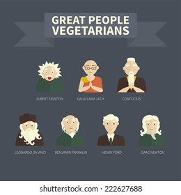 Vegetarians. Icons. Famous people. (color)