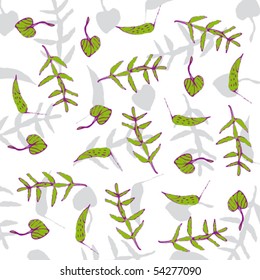vegetation background with leaves, vector illustration