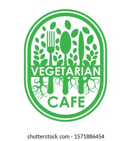 Vegetation Cafe Logo Vector Illustration spoon and fork