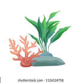 Vegetation Green Coral Plants Broad Leaves Stock Vector (Royalty Free ...