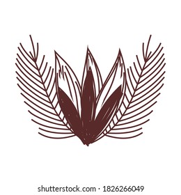 vegetación hoja naturaleza follaje aislado diseño de iconos vectorial estilo de línea