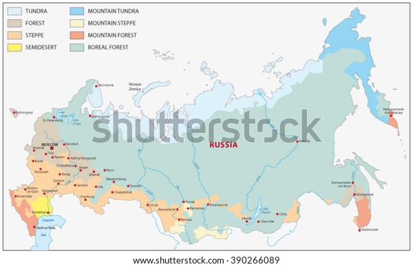 Vegetation Map Russia Stock Vector (Royalty Free) 390266089 | Shutterstock