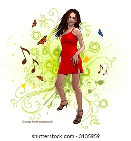 Vegetative backdrop, girl