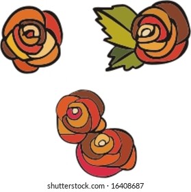 Vegetative element of design. Rose set