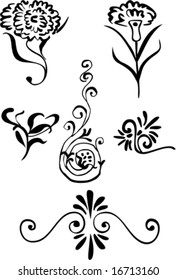 Vegetative element of design. Set flower