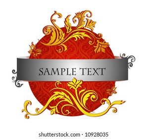 ornamento vegetativo y floral con un lugar para el texto Una ilustración vectorial.