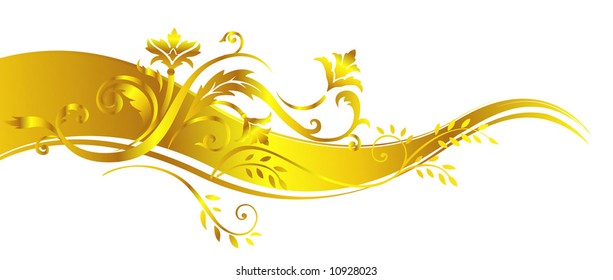 vegetative ornament, gold color. A vector illustration.