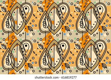 Vegetative seamless pattern of India style - autumn leaves