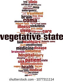 Vegetative state word cloud concept. Vector illustration