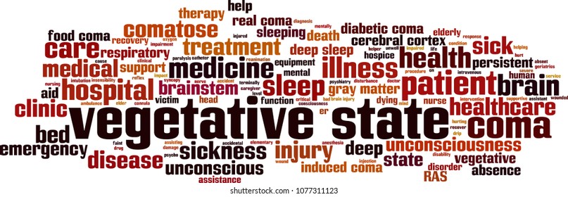 Vegetative state word cloud concept. Vector illustration