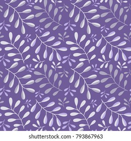 Vegetative vector seamless pattern in a flat style in the ultraviolet color.