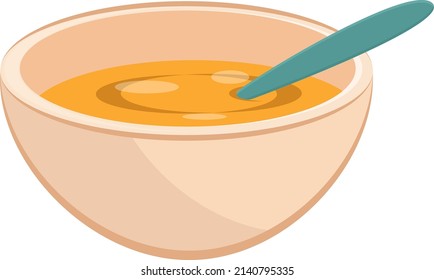 Vegeterian soup, illustration, vector on a white background.