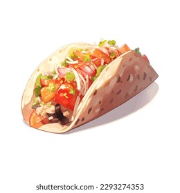 Vegeterian taco isolated on white background