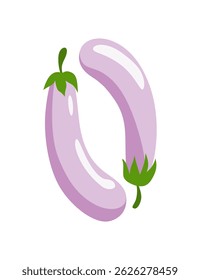 Alfabeto vegetariano, letra inglesa A feita de vegetais frescos. Berinjela. Conceito de decoração para livros, menus ou lojas. Design de legenda vegetal sobre fundo branco