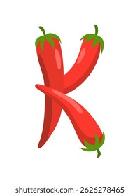 Alfabeto vegetariano, letra inglesa A feita de vegetais frescos. Pimenta, pimenta. Conceito de decoração para livros, menus ou lojas. Design de legenda vegetal sobre fundo branco