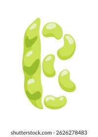 Alfabeto vegetariano, letra inglesa A feita de vegetais frescos. Feijões. Conceito de decoração para livros, menus ou lojas. Design de legenda vegetal sobre fundo branco