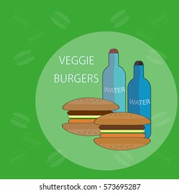 Veggie burger and a bottle vector