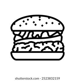 Veggie Burger Food Line Icon Vektor. Veggie-Burger-Food-Zeichen. isoliertes Kontursymbol, schwarze Illustration