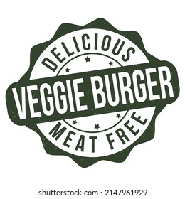 Veggie burger grunge rubber stamp on white background, vector illustration