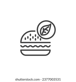 Veggie Burger Linie Symbol. lineares Stilzeichen für mobiles Konzept und Webdesign. Vegetarier-Burger und Blatt-Umriss-Vektorsymbol. Symbol, Logo-Abbildung. Vektorgrafik