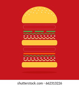 Veggie burger no meat on red background