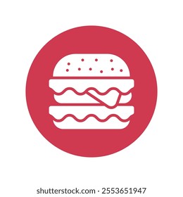 Veggie Burger vector gylph Circle Icon. Eps 10 file