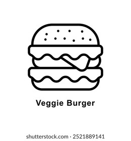 Veggie Burger Vektor Gliederungssymbol Stil Illustration. Symbol auf weißem Hintergrund EPS 10 Datei