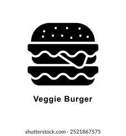 Veggie Burger Vektor Solid Symbol Stil Illustration. Symbol auf weißem Hintergrund EPS 10 Datei