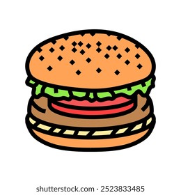 veggie burger vegan food farbe symbol vektor. Veggie Burger Vegan Food Zeichen. einzelne Symbolgrafik