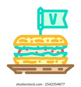 veggie burger vegan food color icon vector. veggie burger vegan food sign. isolated symbol illustration