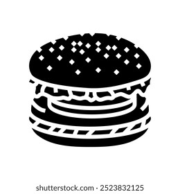 Hamburguesa vegetariana Icono de glifo de comida vegana. Vector de comida vegana de hamburguesa vegetariana. Ilustración de símbolo aislado