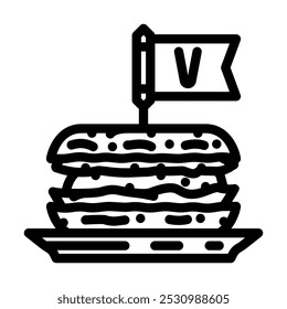 veggie burger vegan food line symbol vektor. Veggie Burger Vegan Food Zeichen. isoliertes Kontursymbol, schwarze Illustration