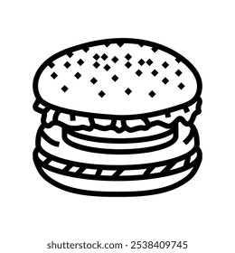 veggie burger vegan food line symbol vektor. Veggie Burger Vegan Food Zeichen. isoliertes Kontursymbol, schwarze Illustration