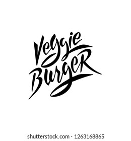 Veggie Burgers Lettering logo. Illustration for fastfood cafe menu, banner, poster. Vector. eps 10