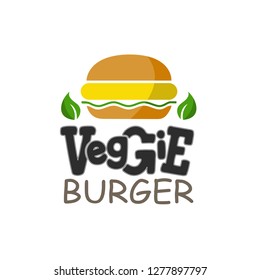 Veggie Burgers Lettering Logo. Illustration für Fastfood-Café-Menü, Banner, Poster. Vektorillustration. eps10