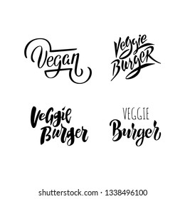 Veggie Burgers Lettering logo. Illustration for fastfood cafe menu, banner, poster. Vector. eps 10