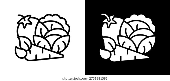 Ícone de escolha vegetariano branco Ilustração de vetor preto