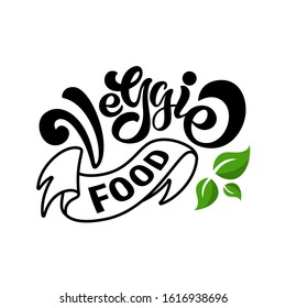 Veggie Food Lettering Logo. Illustration For Fastfood Cafe Menu, Banner, Poster. Vector. Eps 10