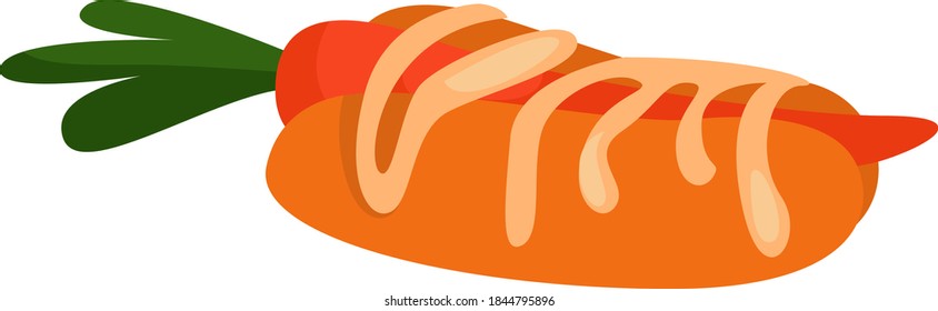 Cachorro quente vegetariano, ilustração, vetor sobre fundo branco