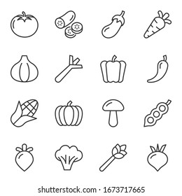 Veggie line icons set vector illustration