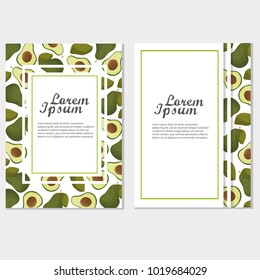 Veggie Lover Elements template of invitation or poster with avocado - Vector