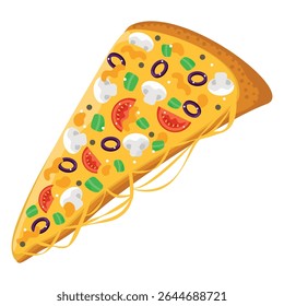 Veggie mushroom pizza slice with cheese pull