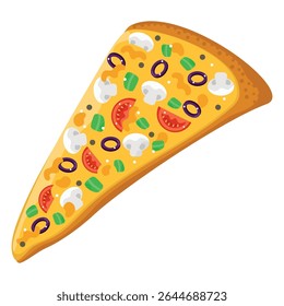Fatia de pizza de cogumelo vegetariano. Vetor