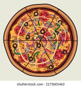 Veggie Pizza with Fresh Vegetables Vegan Food