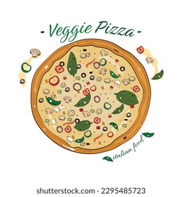 Veggie Pizza Icon Vector Design.