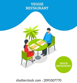 La cafetería del restaurante Veggie. Plantilla de vector 