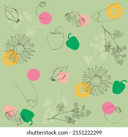 Veggie Seamless Pattern Healthy Vegetables