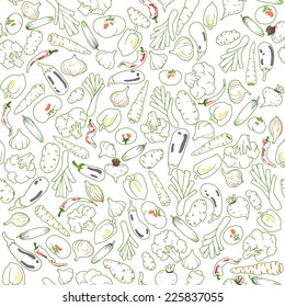 Veggie seamless vector pattern with vegetables