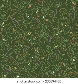 Veggie seamless vector pattern with vegetables