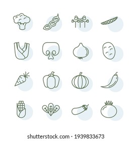 Veggies Set Icon, Isolated Veggies Set Sign Icon, Vector Illustration